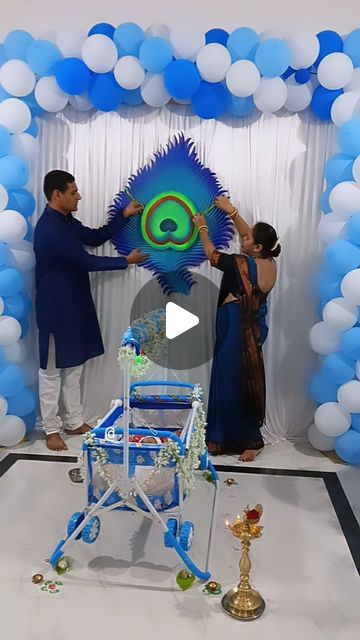 Artist on Instagram: "Naming ceremony board....
Peacock feather....
.
DM for order....
.
.
#namingceremonydecoration  #namingceremony  #namkaransohala  #namingceremonydeco  #nameboard  #peacock #reels  #reelsinstagram  #art  #artist  #goanartist  #artistsoninstagram  #viral  #reelitfeelit  #likesforlike" Krishna Theme Naming Ceremony, Indian Naming Ceremony Decoration Ideas, Baby Cradle Decoration Indian, Namakaranam Decoration, Naming Ceremony Decorations Indian, Baby Name Reveal Ideas Indian, Naamkaran Decoration Ideas, Namkaran Decoration Ideas At Home, Naming Ceremony Board Ideas