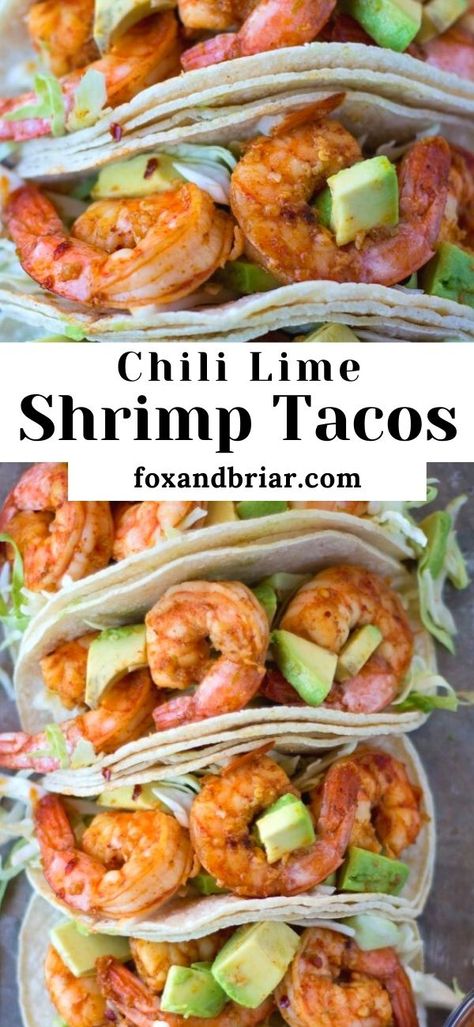 These Easy Chili Lime Shrimp Tacos with cabbage slaw are fast, easy and the BEST shrimp tacos you have ever had! Chili Lime Shrimp Wraps, Shrimp Tacos With Cabbage Slaw, Best Shrimp Tacos, Tacos With Cabbage Slaw, Lime Shrimp Tacos, Shrimp Wraps, Shrimp Tacos Easy, Chili Lime Shrimp, Shrimp Taco Recipes