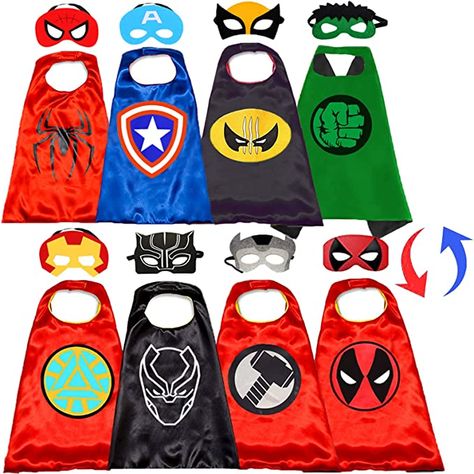 Superhero Capes and Mask for Kids Superhero Costumes Double Side Capes Superhero Kids Dress Up 4-10 Year Boys Gifts : Toys & Games Superhero Capes For Kids, Superhero Costumes For Boys, Super Hero Capes For Kids, Superhero Costumes Kids, Halloween Capes, Feather Cape, Spiderman Gifts, Superhero Halloween, Superhero Costumes