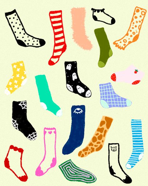 Socks Design Illustration, Socks Illustration Drawing, Socks Sketch, Colourful Widgets, Socks Family, Socks Tattoo, Socks Illustration, Sock Tattoo, Socks Drawing