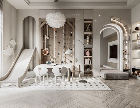 Playroom Ideas Luxury, Dream Playroom Kids, Children Playroom Ideas, Playroom Interior Design, Playroom Aesthetic, Luxury Playroom, Aesthetic Playroom, Kids Playroom Flooring, Kids Playroom Design