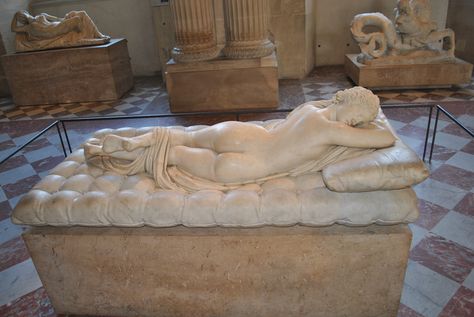 The Sleeping Hermaphrodite with mattress by Bernini, Musée du Louvre. I study a lot about her in school and I was so excited to finally see it up close, she was even lovelier in person. Sleeping Hermaphrodite, See It, So Excited, Favorite Things, Mattress, Lion Sculpture, Louvre, Statue, Sculpture