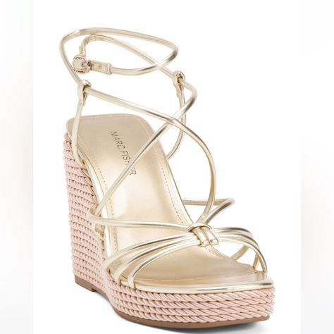 New Never Worn Marc Fisher Wedge Sandals. Daphne Shoes, Wedge Platform Sandals, Gold Wedges, Cute Shoes Heels, Espadrilles Style, Trending Sandals, Peep Toe Shoes, Dress Inspiration, Heels & Wedges