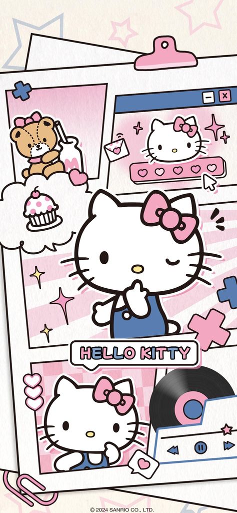 Sanrio Computer, Hello Kitty Ipad Wallpaper, Scooter Images, Japanese Posters, Pink Academia, Free Woman, Hello Kitty Wallpaper Hd, Pink Wallpaper Hello Kitty, Images Hello Kitty