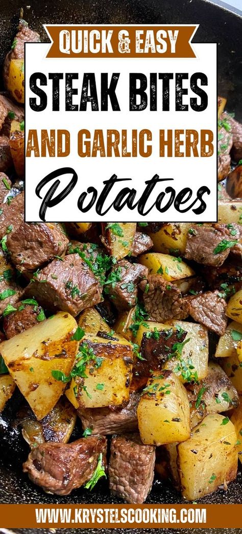 Looking for the perfect dinner to impress your friends and family? 🤩 Try my Skillet Steak Bites with Garlic Herb Butter Potatoes! This easy, healthy, and mouthwatering dish will have everyone asking for seconds! 🍽️🥩❤️ Follow me for more delicious recipes! 😋 Garlic Butter Herb Steak Bites, Steak Bites With Potatoes, Herb Potatoes, Steak Marinades, Resep Steak, Butter Herb, Healthy Steak, Steak Bites Recipe, Steak Sandwiches