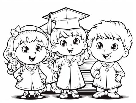 illustration of Graduation day coloring page Graduation Coloring Pages, Prek Thanksgiving, Graduation Memories, Graduation Printables, Baby Coloring Pages, Pre K Graduation, Graduation Crafts, Preschool Coloring Pages, School Coloring Pages