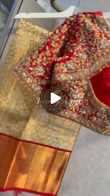 Twins Designers on Instagram: "❤️merging tradition with trend🤩-Kanchi pattu sarees adorned with a Maggam blouse in radiant red and gold.💫🥻#botiqueshopping #ethnic #maggamworkblouse #kanchipattu #culturalelegance #sareeglam #bytwins👭" Red Maggam Work Blouse Designs Latest, Red Pattu Blouse Maggam Work Designs, Gold Saree With Red Blouse, Latest Blouse Works For Pattu Sarees, Red Work Blouse Designs, Red Blouse Work Designs Pattu, Red Blouse Maggam Work Designs, Red Maggam Work Blouse Designs, Pattu Sarees Blouse Designs