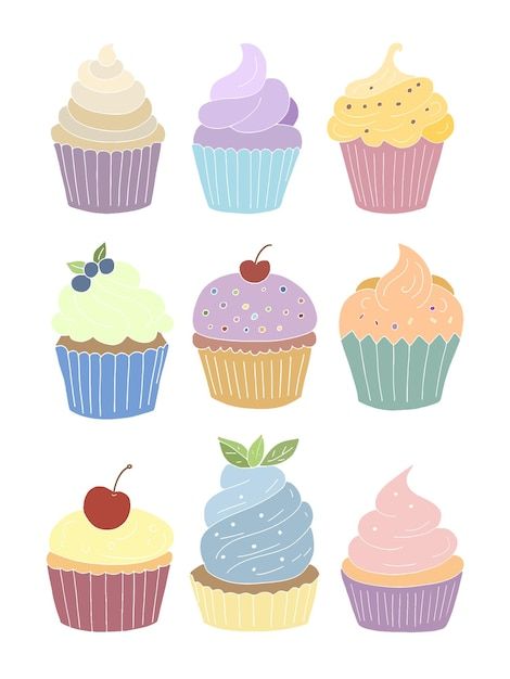 Vector cupcake vector illustration | Premium Vector #Freepik #vector Cupcake Illustration Cute, Cupcakes Illustration, Boho Drawing, Drink Vector, Cupcake Project, Cartoon Cupcakes, Cupcake Illustration, Cupcake Vector, Cupcake Drawing