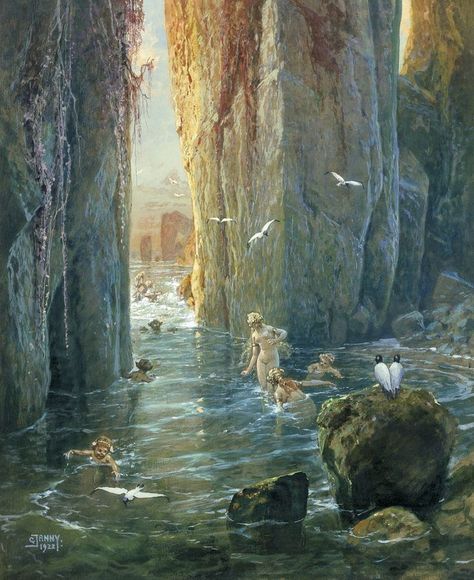 Vilhelm Hammershøi, Seni Vintage, Hieronymus Bosch, Sea Shore, Fairytale Art, Beautiful Dream, Mermaid Art, Arte Fantasy, Ethereal Art