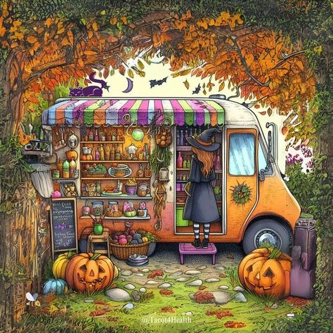 Stall Illustration, Witch Cafe, Witches Potions, October Bujo, A Cute Drawing, Witchy Business, Fantasy Shop, Autumn Fairy, Halloween Artwork