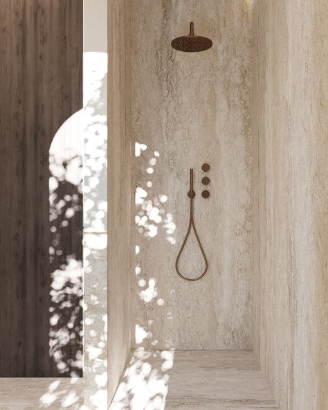 Bringing the outside in through shadow play in this ground floor shower room 🍃 Casa Tres is well underway and we cannot wait to keep sharing more and more glimpses 🚧 . . . #residentialdesign #homeinteriors #bathroomremodel #holisticdesign #dubaihomes #jumeirah #mondeinteriors Sky Bathroom, Travertine Shower, Japanese Shower, Japanese Style Bathroom, Travertine Bathroom, Bathroom Projects, Shadow Play, Red Sky, More And More