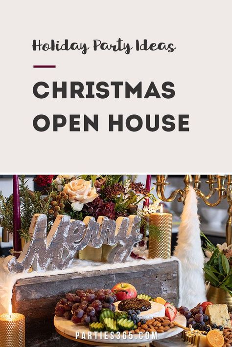 Want to throw a holiday or Christmas party at home for your friends and family and need ideas? This warm, cozy Christmas Open House is full of festive inspiration for decorations, food, drinks and more! Christmas Open House Ideas, Christmas Open House Menu, Vintage Christmas Invitation, Christmas Party At Home, Warm Cozy Christmas, Christmas Open House Invitations, Holiday Buffet, Christmas Table Decorations Diy, Christmas Party Planning