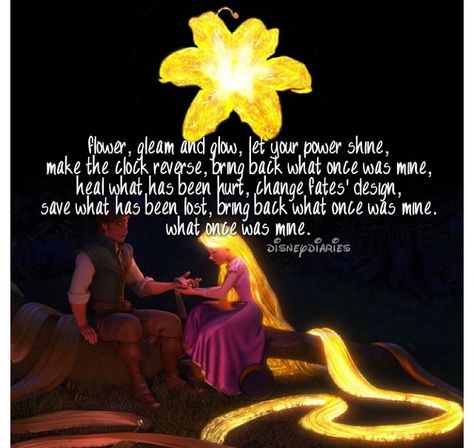 The healing song Flower Gleam And Glow, Rapunzel Movie, Tangled Flower, Krishna Quotes, Girls Camp, Disney Tangled, Love Text, Disney Quotes, Disney Art