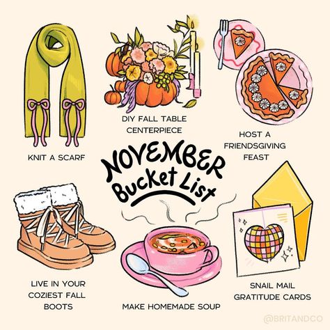 Hello November 💛 We’re enjoying peak fall and the calm before the holiday rush 🍁 What are you most looking forward to this month?… | Instagram Romanticize November, November To Do List, Pipe Cleaner Crown, November Bucket List, November Mood Board, Things To Do In November, November Things, November Goals, November Moodboard