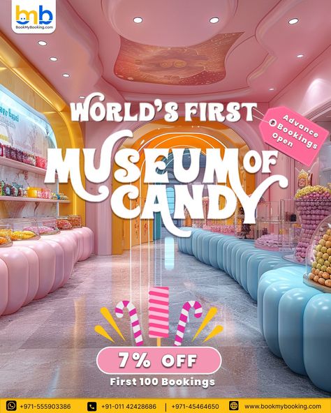 🍬Sweet News! The Museum of Candy in Dubai is all set to give a gastronomic adventure! 🍬 ✨ Advance bookings are now open on BMB! Be among the first to explore this whimsical wonderland and enjoy a 7% discount on the first 100 bookings!✨ 🍭Don’t miss out on this exclusive offer! Book your activity today and indulge your sweet tooth like never before! 🍭 #BookMyBooking #BMBtours #TravelwithBMB #TourandTravel #BMB #traveldiscounts #dealsoftheday #museumofcandy #immersiveexperiencedubai #visitdu... Whimsical Wonderland, Immersive Experience, Now Open, First World, In Dubai, Sweet Tooth, Dubai, Candy, The 100