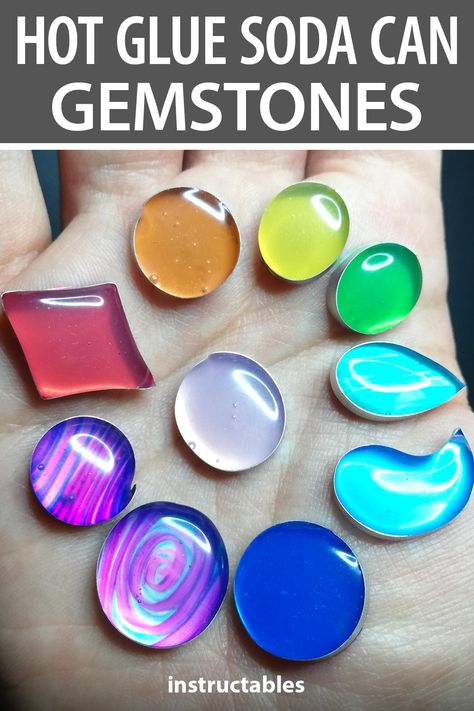 Reuse Soda Cans, Got Glue Crafts, Colored Hot Glue Crafts, Craft With Hot Glue, Memory Crafts For Kids, Gemstone Crafts Ideas, Cool Things To Do With Hot Glue, Hot Glue Christmas Crafts, Craft Ideas With Hot Glue