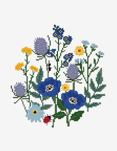 Beautiful Cross Stitch, Floral Cross Stitch, Modern Cross Stitch Patterns, Cross Stitch Patterns Free, Free Cross Stitch, Stitch Embroidery, Cross Stitch Flowers, Modern Cross Stitch