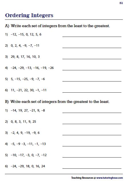 Integers Worksheets 6th Grade, Integers 7th Grade Math Worksheets, Integers 7th Grade Math, Subtraction Facts Worksheet, Math Key Words, Teaching Integers, 7th Grade Math Worksheets, Number Sense Worksheets, Pre Algebra Worksheets