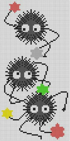 Image Pixel Art, Cross Stitch Bookmark, Stitch Bookmark, Soot Sprite, Bookmark Pattern, Pixel Crochet, Tapestry Crochet Patterns, Cross Stitch Bookmarks, Pixel Pattern