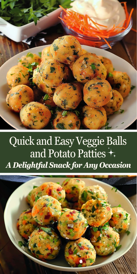 Whip up these Quick & Easy Veggie Balls for a snack that's perfect for any occasion! These tasty bites are packed with nutritious veggies and are sure to be a hit. 🌿🍴 #VeggieBalls #QuickSnacks #HealthyEating #EasyRecipes #TastyTreats Vegetable Balls Recipe, Veggie Balls, Veggie Bites, Vegetable Snacks, Potato Patties, Veggie Snacks, Easy Veggie, Hidden Veggies, 15 Minute Meals