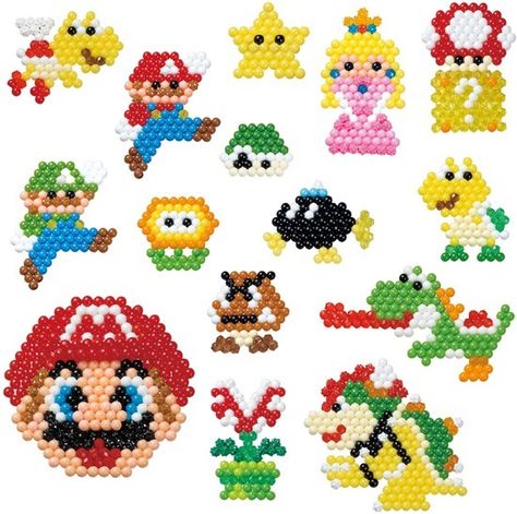 Design suggestions from a officially licensed 2020 Super Mario Aquabeads set from Japan. Main Blog | Twitter | Patreon | Small Findings | Source Pearl Beads Pattern, Art Perle, Aqua Beads, Kandi Patterns, Melty Beads, Brick Stitch Pattern, Water Beads, Perler Beads Designs, Fuse Beads