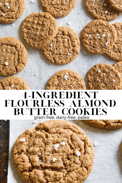 Paleo Peanut Butter Cookies, Paleo Almond Butter Cookies, Almond Butter Snacks, Almond Butter Cookie Recipe, Nut Butter Cookies, Glutenfree Cookies, Almond Butter Recipes, Gf Cookies, Flourless Peanut Butter Cookies