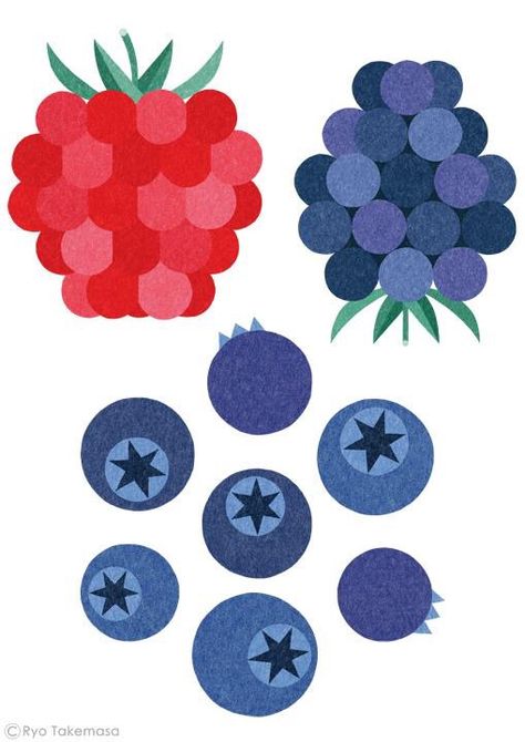 Berries Berry Illustration, Berries Illustration, Ryo Takemasa, Vegetable Illustration, Art Appliqué, Kunst Inspiration, Fruit Illustration, Illustration Food, Affinity Designer