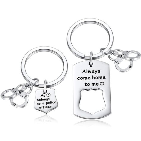 PRICES MAY VARY. Gifts for Police Officer - The keychain is a set of 2pc. The dog tag says "Always Come Home to Me", and the other says "My heart belongs to a police officer". Great matching key chain gifts for your police lover and you Police Officer Valentines Day Gifts - Give this keychain to your firefighter husband/boyfriend on his birthday, Valentines day. To Telling them how much you love him Fathers Day Gifts for Policeman Dad - Give your police officer dad this keychain for his birthday Police Officer Boyfriend, Birthday Day Gifts, Come Home To Me, Engraved Wallet Insert, Matching Keychain, Wallet Insert Card, Police Officer Gifts, Wallet Insert, Matching Keychains