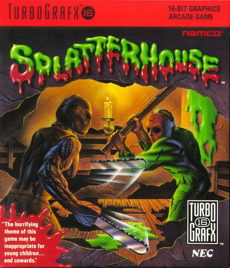 Splatterhouse TurboGrafx-16 Front Cover Turbo Grafx 16, Turbografx 16, Graphics Game, Street Fighter 2, Retro Gaming Art, Video Display, Sega Games, Bandai Namco Entertainment, Classic Video