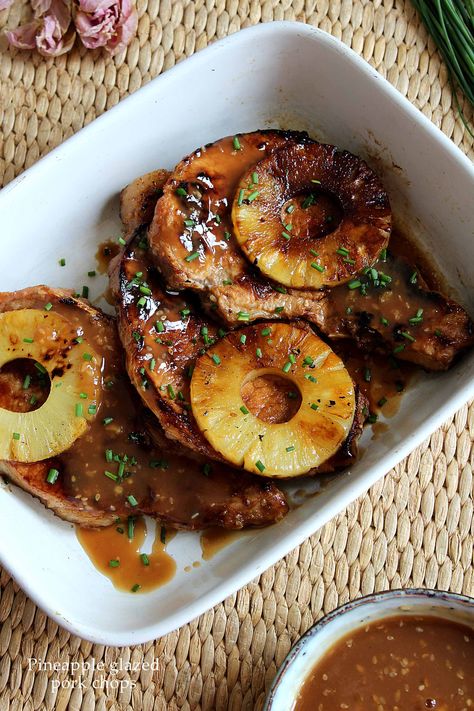 Curry Pork Chops, Baked Pork Steak, Pork Sirloin Chops, Glazed Pork Chops Recipes, Pineapple Pork Chops, Pork Chop Recipes Grilled, Pork Sirloin, Marinated Pork Chops, Pineapple Glaze