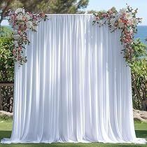 White Curtain Backdrop, Fabric Draping Wedding, Drapes Wedding, Strawberry Background, Backdrop For Birthday Party, Draping Wedding, Backdrop For Birthday, Curtain Backdrop, Streamer Backdrop