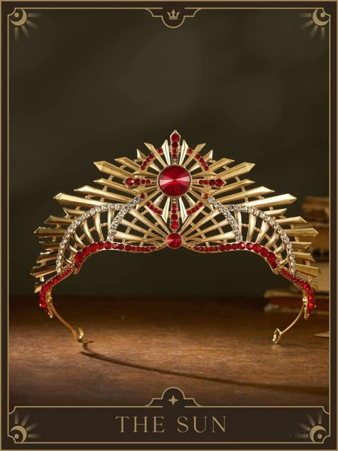 Fantasy Crown, Red Gems, Crown Aesthetic, Sun Power, The Sun Rises, Fotografi Vintage, Headpiece Jewelry, Sun Rises, Golden Sun