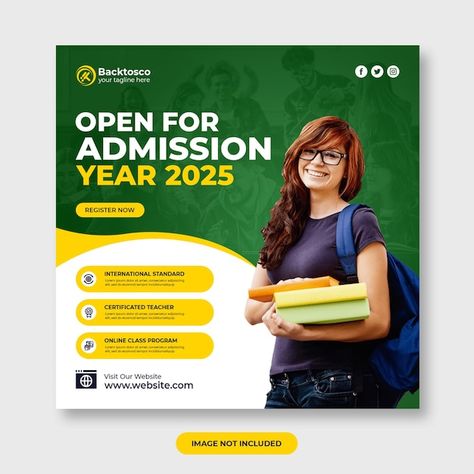 PSD open for admission social media post... | Premium Psd #Freepik #psd #admission-flyer #college-poster #university-admission #education-poster College Admission Poster, Poster University, College Poster, Admissions Poster, Social Media Post Template, College Admission, Education Poster, Post Design, Post Templates