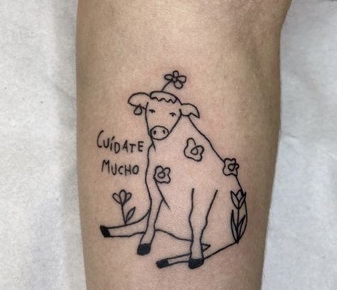 Cow Tattoos, Matching Tattoos For Siblings, Sleeve Inspiration, Cow Tattoo, Hand Poke, Matching Tattoos, Tattoo Inspo, Body Tattoos, Tiny Tattoos