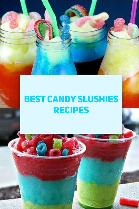 If you love Skittles, Jolly Ranchers or Laffy Taffies, you'll love our collection of best candy slushies recipes, alcoholic & non-alcoholic candy slushies! Candy Slushies, Alcoholic Candy, Alcoholic Slushies Recipes, Slushy Alcohol Drinks, Slushies Recipes, Candy Alcohol Drinks, Alcoholic Slush Recipes, Alcoholic Slushies, Alcohol Candy