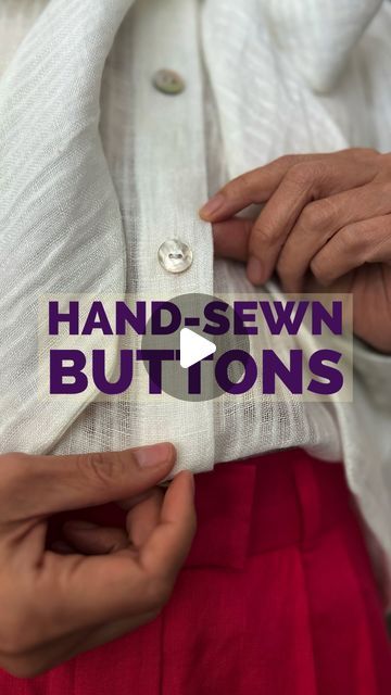 Geraldine Kok-Berman on Instagram: "The fastest way to hand sew a button and shank to my garments.
There were 13 buttons on this blouse and I sewed all of them in 15 minutes. Don’t ask me how to sew buttons on the machine, because I’ve never tried and don’t want to. 

Both the blouse and the pair of trousers were #selfdrafted 
#geriinstitches #sewwithgeri #sewing #sewingtutorial #sewingtips" Sewing On A Button By Hand, Sewing On A Button, How To Sew Buttons, How To Sew A Button, Hand Sewing Hacks, Sew Button, Sew A Button, Crafts Sewing Projects, Sewing Buttons