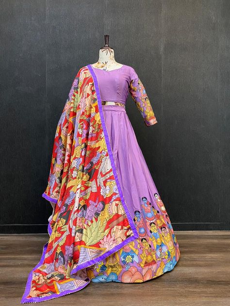 Full Frock, Kalamkari Lehenga, Stitch Lehenga, Designs Clothes, Khatli Work, Basic Anatomy, Lehenga Design, Lehenga Saree Design, Blouse Ideas