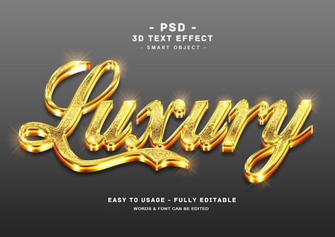 Luxury 3d golden glitter text style effe... | Premium Psd #Freepik #psd #golden-text-effect #3d-text-effect #luxury-text-effect #3d-editable-text Psd Text Effect, 3d Text Photoshop, Photoshop Tutorial Text, Artistic Fonts, Sparkle Text, Anniversary Magazine, Text Effect Photoshop, Text Games, Photoshop Video Tutorials