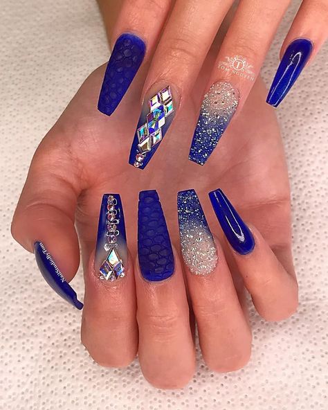 Blue Prom Nails, Royal Blue Nails, Blue Coffin Nails, Blue Acrylic Nails, Nagel Tips, Smink Inspiration, Blue Nail Designs, Wedding Nails Design, Nagel Inspo