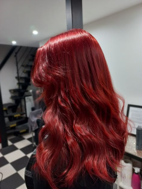 Hair Color Ideas Fashion Colors, Different Color Red Hair, Mixed Red Hair, Hair Color Orange Red, Hot Pink Red Hair, Pink And Red Hair Color, Bright Dark Red Hair, Nails For Red Hair, Candy Red Hair