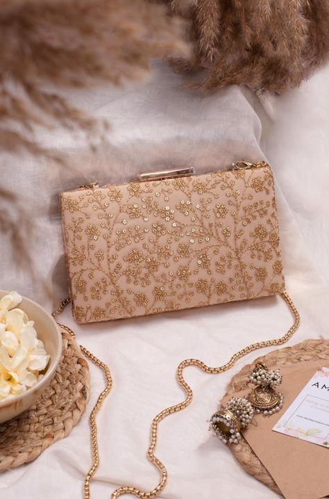 Gold Clutch Bag, Bridal Boxes, Dress Purse, Clutch Bag Wedding, Embellished Clutch, Bridal Bag, Embroidered Clutch, Gold Clutch, Party Clutch