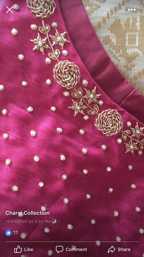 Hand Work Lengha Design, Embroidery For Neckline, Neck Hand Work Designs For Kurtis, Katdana Work Designs, Jardoshi Work Design Kurti, Handwork Chaniyacholi, Jardoshi Work Design Blouse, Jardoshi Work Design, Khatli Work Blouse Design New