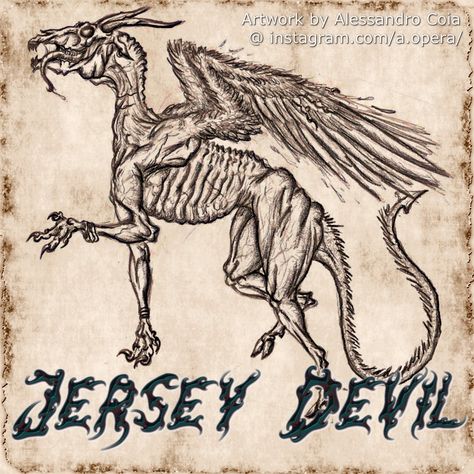 On today’s Epic Monsters post we’re going after the Devil of Leeds or as it is more commonly known: the Jersey Devil! If you know about this creature at all you probably know it as the Jersey Devil, a winged bestial demon picking of people in the state of New Jersey. What you might not know... Jersey Devil Tattoo, November Art, The Jersey Devil, Philadelphia Zoo, Devil Tattoo, Will And Testament, Jersey Devil, Monster Mash, New Jersey Devils