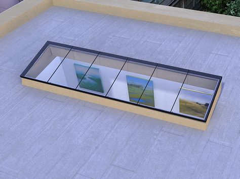 Insight Standardized Skylights by Bellwether Flat Roof Materials, Flat Roof Skylights, Skylight Glass, Arsitektur Art Deco, Roof Skylight, Skylight Design, Skylight Kitchen, Rooftop Terrace Design, Roof Lantern