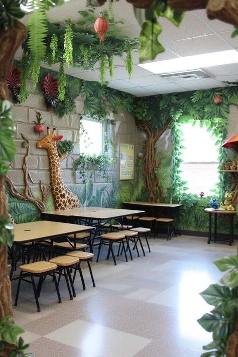 30 Captivating Classroom Themes for Elementary Schools Fantasy Themed Classroom, School Decorations Ideas Classroom Setup, Grasslands Biome, Daycare Classroom Decor, Jungle Classroom Theme, Nature Themed Classroom, Nature Based Classroom, Castle Classroom, Garden Theme Classroom