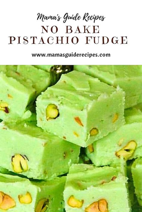 NO BAKE PISTACHIO FUDGE Pistachio Fudge Recipe, Pistachio Fudge, Pistachio Dessert, Pistachio Recipes, Sweet Bites, Fudge Recipes Easy, Coconut Desserts, Food Trip, Homemade Fudge