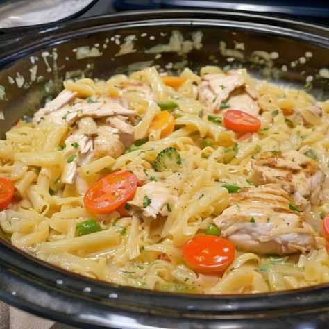 Skillet dish with chicken, noodles, and vegetables. Skillet Dish With Chicken Noodles, Chicken And Pasta Casserole With Mixed Vegetables, Skillet Dish With Chicken Noodles And Vegetables, Shrimp And Sausage Pasta, Chicken Strip Recipes, Sea Food Salad Recipes, Chicken Noodle Casserole, Chicken Noodles, Skillet Dishes