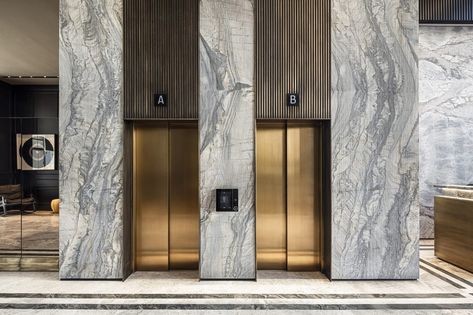 7 Lift Area Design Residential, Bronze Elevator Door, Marble Lift Lobby, Apartment Lift Lobby Design, Elevator Lobby Design Apartments, Lift Lobby Design Commercial, Hotel Lift Lobby, Hotel Elevator Lobby, Lift Lobby Design Residential