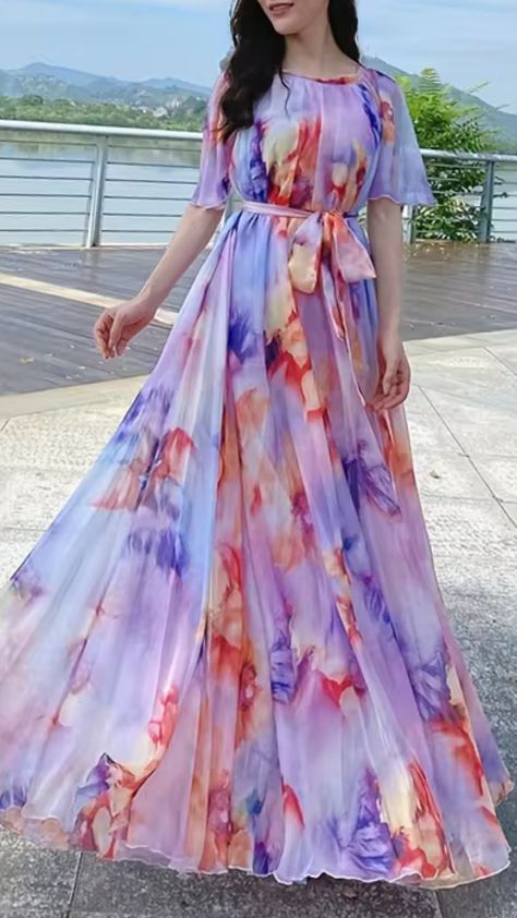 I saw this stunning Bohemian Beach Sundress, and I can't help but daydream about all the summer outings it would be perfect for!   The elegant chiffon and loose fit make it ideal for warm days by the shore or casual evenings out. I can already imagine adding a cute belt to accentuate my waist! 🌊✨   What do you think about this beautiful dress? Comment below!   #BohemianStyle #Sundress #BeachFashion #SummerVibes #ChiffonDress #FashionInspiration #OOTD #DressToImpress Chiffon Sundress, Picnic Outfit, Cute Belt, Beach Sundress, Casual Evening, Bohemian Beach, Long Dresses, Modest Dresses, Beach Dress