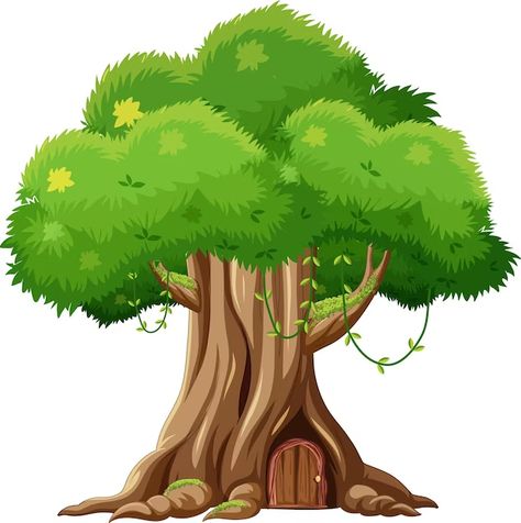 Tree House Inside, Fantasy Tree House, Inside Tree, Apple Clip Art, Cartoon Tree, Debut Invitation, Fantasy Tree, Tree Clipart, Tree Tree